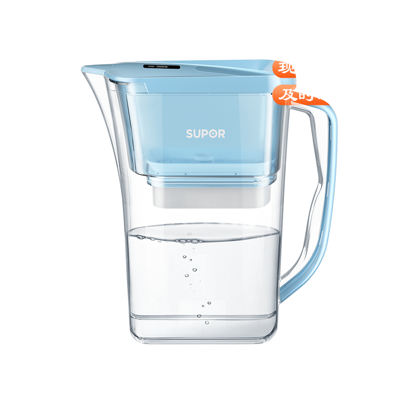 苏泊尔（SUPOR）J-UF01 过滤净水器 家用滤水壶自来水过滤器净水壶自来水家用厨房净水器滤水器滤水壶 马卡龙蓝 一壶6芯