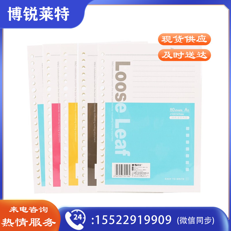 晨光A5活页芯20孔经典办公80页APY9B045 5本装