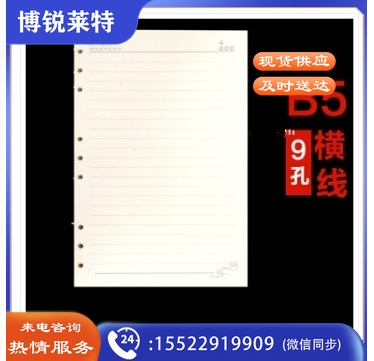 伟业一选活页纸9孔 18K(B5)横线款活页内芯 约160页(80张)