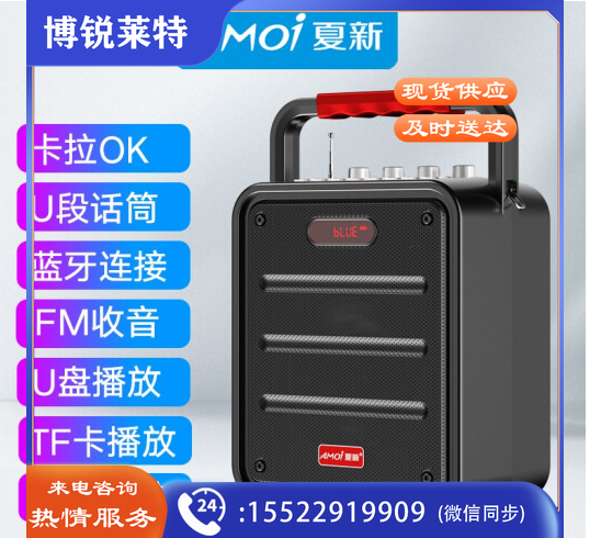 夏新(AMOI) 无线蓝牙音箱户外大音量广场舞音响小型家用收音机手提便携式带麦克风闪光彩灯地摊摆摊喇 A6黑色蓝牙升级版+无线话筒+背带 标配无歌曲卡点歌本