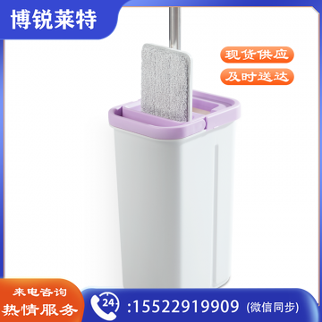 妙洁 刮刮桶刷刷乐 免手洗干湿两用平板拖把洗脱合一懒人拖布 共2块替换布