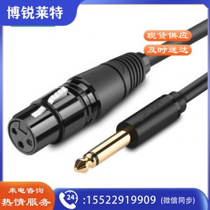 绿联 UGREEN 20720 6.5mm转卡农母话筒音频线 AV131 6.35卡侬口三芯XLR单声道 功放连接线 2米