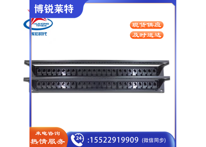 辉宏时代 110电话配线架100对语音RJ11理线器架1U机架式电话线跳线架25口50口直通式免打 48口直通式电话配线架