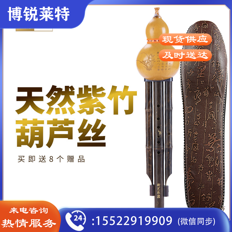 新艺（xinyi）紫竹葫芦丝乐器专业演奏型降b调初学双音紫竹小学生天然葫芦
