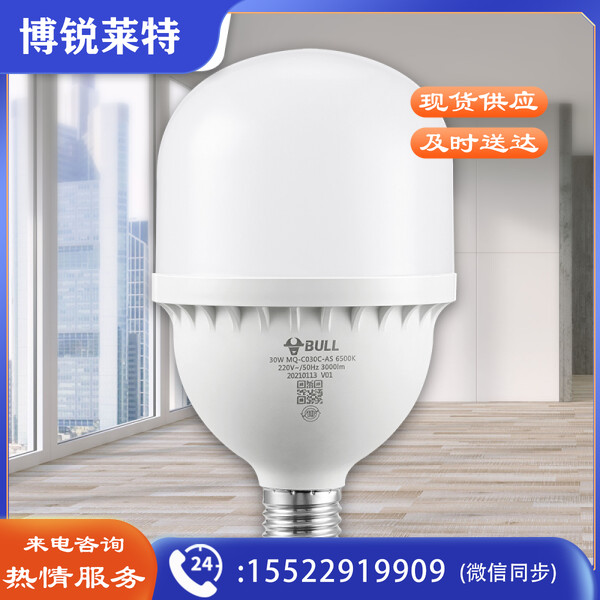 公牛（BULL）LED灯泡高亮球泡螺旋螺口白光柱形灯厂房车间商超食堂 30W球泡白光6500KE27螺口