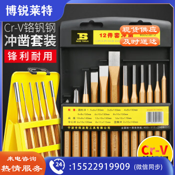 波斯（BOSI）12件套冲凿钳工钻孔定位冲子凿子 BS523812