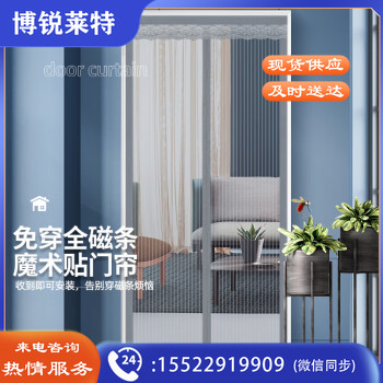 宫薰 全磁条防蚊门帘磁吸软纱门窗纱夏季加密网纱帘100*220cm