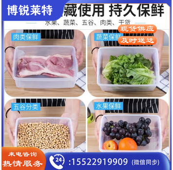 保鲜盒透明塑料盒子长方形密封盒冰箱冷藏食品收纳 A-1 长方形(约4.4L)