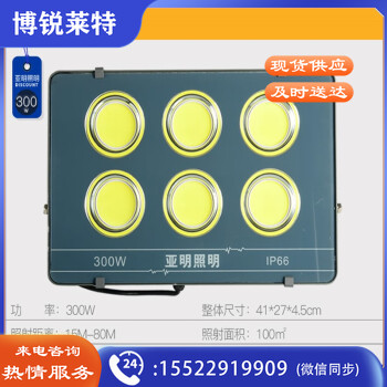 亚明LED投光灯户外防水芯300W工厂房车间工程工地照明探照方射灯