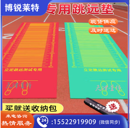 立定跳远垫中考专用防滑家用立定跳远测试体育室内运动健身器材 PVC材质环保绿【2.5米*0.9米】+收纳包