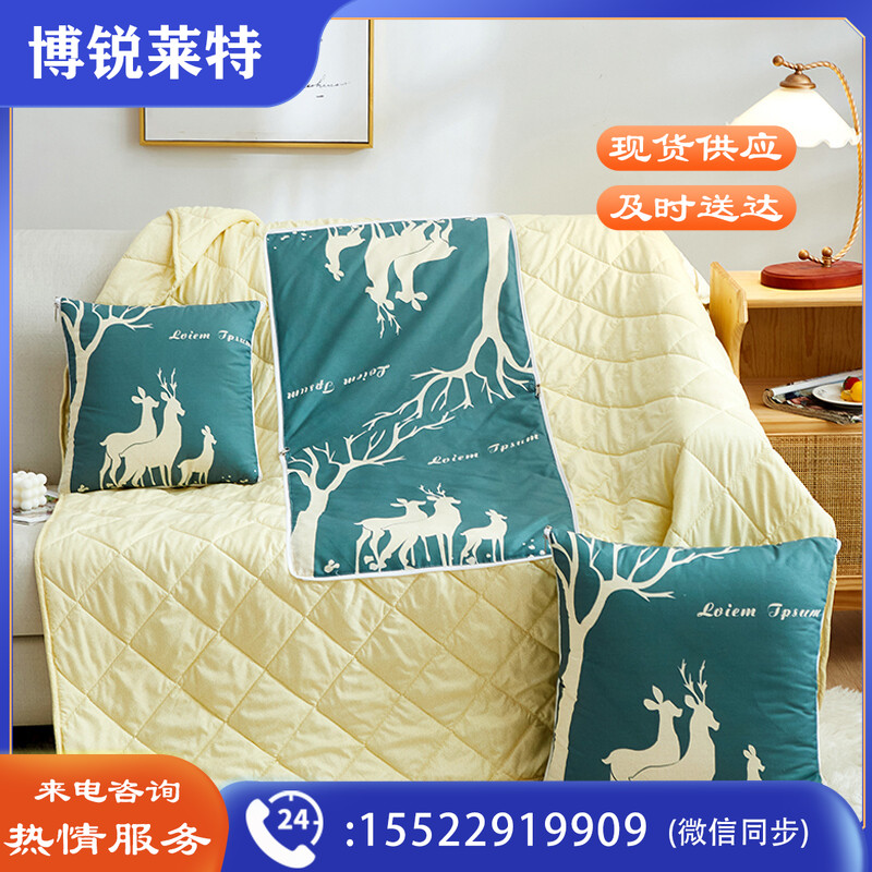 洁丽雅（Grace）抱枕被 办公室午睡毯子 二合一汽车靠垫枕 小鹿一家 45*45cm