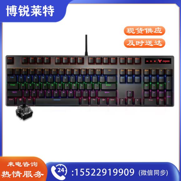 雷柏(Rapoo) V500PRO 机械键盘 有线键盘 游戏键盘 104键混光键盘 黑色 黑轴