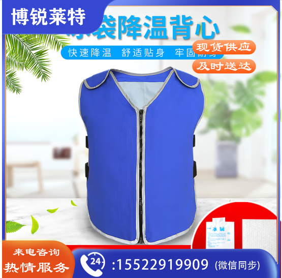冰袋降温背心夏天防暑降温防暑防护服高温冰凉户外制冷冰马甲防护 蓝色冰袋款