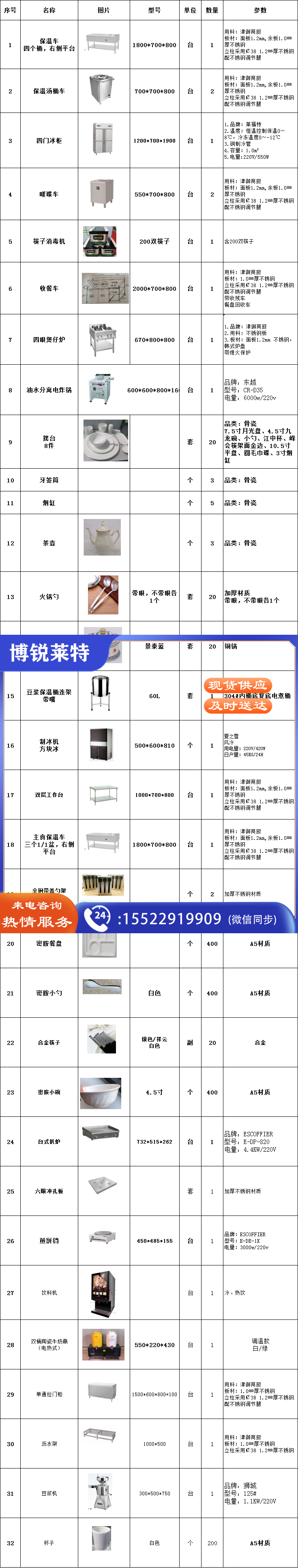      厨房设备一套