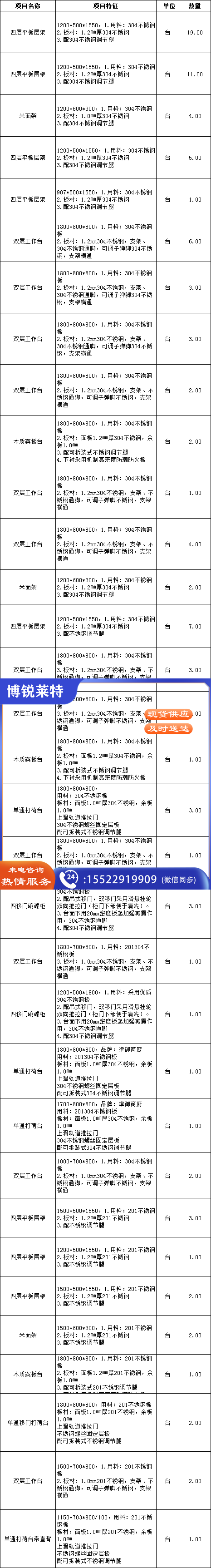      厨房设备一批