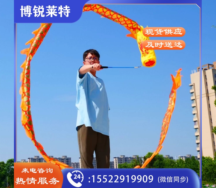 舞龙彩带健身甩甩龙身新款道具儿童广场舞带手耍龙空竹龙表演运动