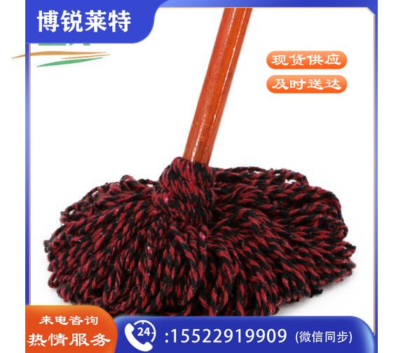 卫洋 WY-0711 拖把圆头木杆布面线拖布条酒店物业学校老式拖水墩布红色圆头拖把红线