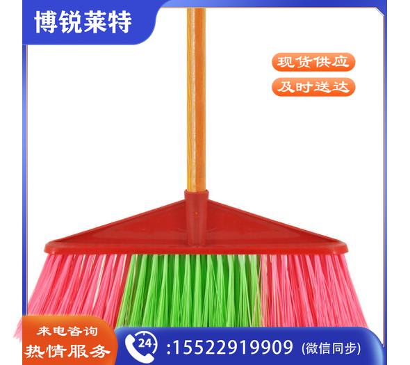  兰诗(LAUTEE)617-Y 物业学校扫把笤帚 直杆宽头硬毛木柄扫把-10个装