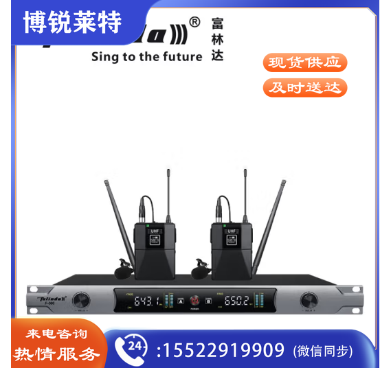 富林达（proFulinda） F-300无线话筒麦克风一拖二家庭KTV卡拉OK学校演讲U段调频 双领夹