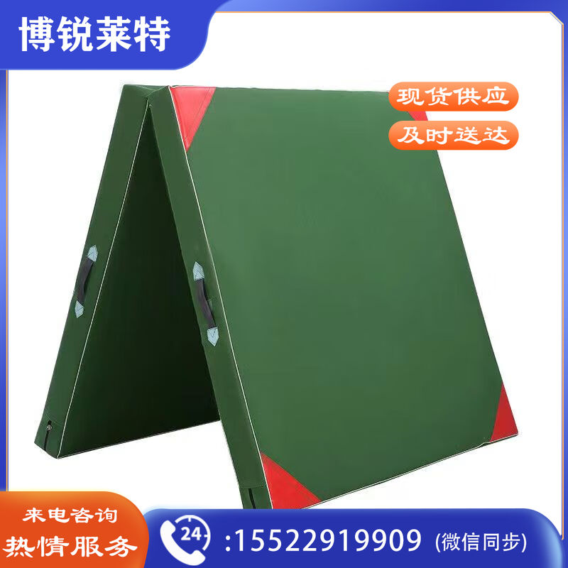 体操垫  学生仰卧起坐垫子瑜伽防滑折叠舞蹈海绵垫武术学校空翻垫有机硅帆布100x50x5cm 两折