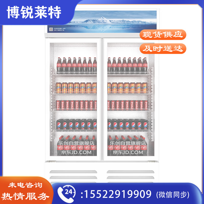 乐创(lecon)双门展示柜冷藏饮料柜商用保鲜柜超市便利店立式冰柜士多冰箱风冷LC-ZSG