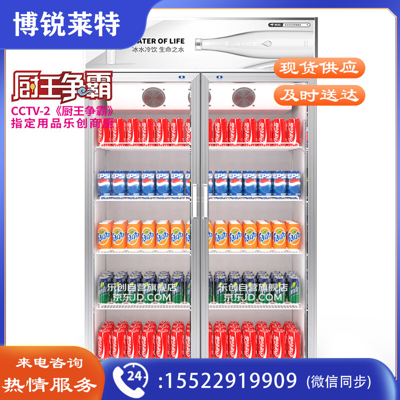 乐创(lecon)双开门展示柜冷藏保鲜柜商用啤酒柜水果饮料超市便利店风冷 LC-ZSG02